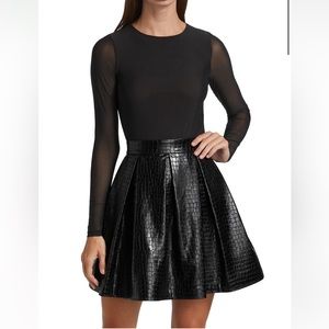 Alice + Olivia Chara Vegan Leather Party Dress